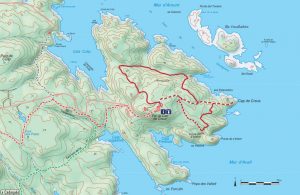 Rutas de la Punta de Cap de Creus. / Mapa que aparece en el folleto de itinerarios del Parc Natural de Cap de Creus