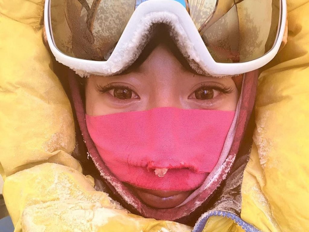 Grace Tseng en el K2 invernal con oxígeno / Foto: Grace Tseng